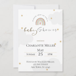 5x7 Boho Regenboog Baby Shower Uitnodiging