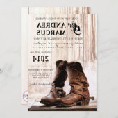 5x7 Boots Country Rustic WesternWedding Invitation Kaart (Voorkant / Achterkant)
