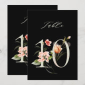 5x7 Botanical Floral Number 10, Black Table Number Kaart (Voorkant / Achterkant)