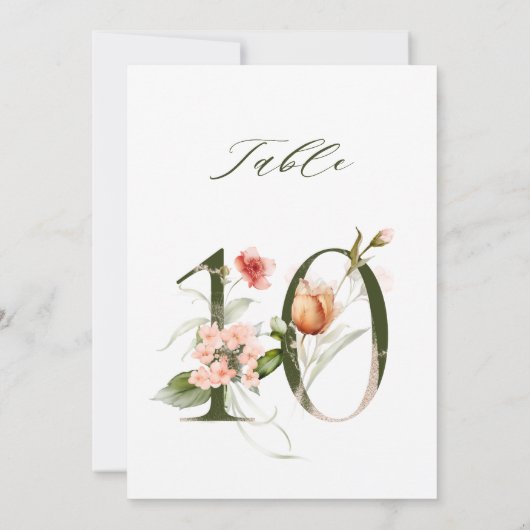 5x7 Botanical Floral Number 10, Table Number Kaart (Achterkant)
