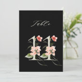 5x7 Botanical Floral Number 11, Black Table Number Kaart (Staand voorkant)