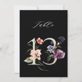 5x7 Botanical Floral Number 13, Black Table Number Kaart (Achterkant)