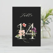 5x7 Botanical Floral Number 14, Black Table Number Kaart (Staand voorkant)