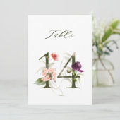 5x7 Botanical Floral Number 14, Table Number Kaart (Staand voorkant)