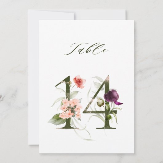 5x7 Botanical Floral Number 14, Table Number Kaart (Achterkant)