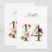 5x7 Botanical Floral Number 14, Table Number Kaart (Voorkant / Achterkant)