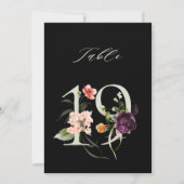 5x7 Botanical Floral Number 19, Black Table Number Kaart (Voorkant)