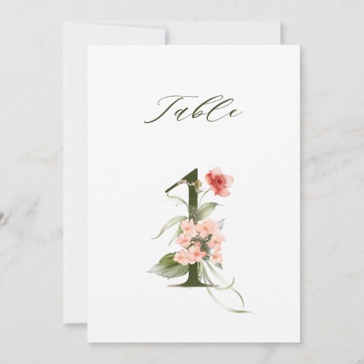 5x7 Botanical Floral Number 1, Table Number  Kaart (Achterkant)