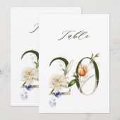 5x7 Botanical Floral Number 20, Table Number Kaart (Voorkant / Achterkant)