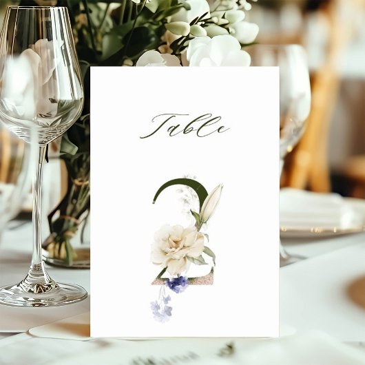 5x7 Botanical Floral Number 2, Table Number Kaart