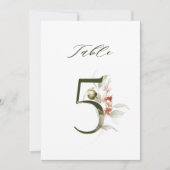 5x7 Botanical Floral Number 5, Table Number Kaart (Voorkant)