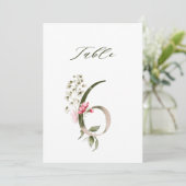 5x7 Botanical Floral Number 6, Table Number Kaart (Staand voorkant)