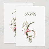 5x7 Botanical Floral Number 6, Table Number Kaart (Voorkant / Achterkant)