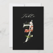 5x7 Botanical Floral Number 7, Black Table Number Kaart (Achterkant)