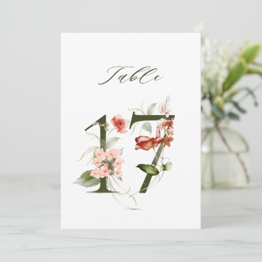 5x7 Botanisch Bloem Motief Nummer 17, Tafelnummer (Staand voorkant)