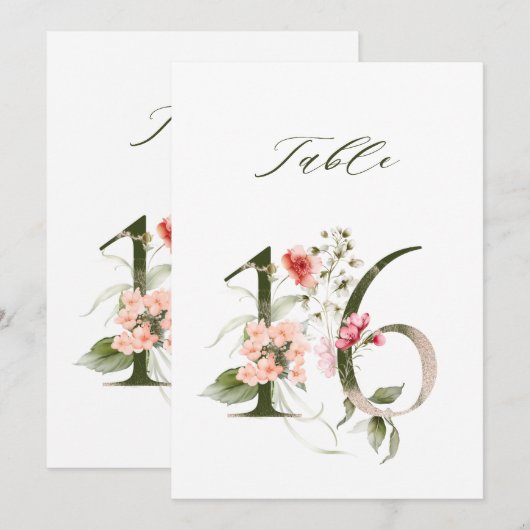 5x7 Botanisch bloemgetal 16, Tafelnummer (Voorkant / Achterkant)