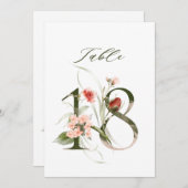 5x7 Botanisch bloemmotief Nummer 18, Tafelnummer (Voorkant / Achterkant)