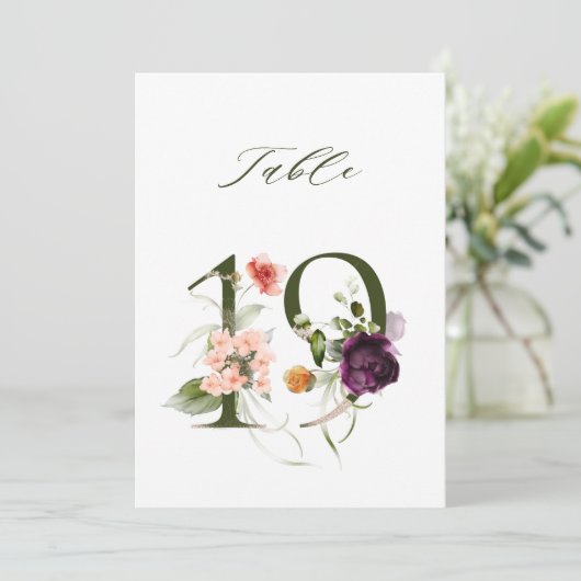 5x7 Botanisch bloemmotief Nummer 19, Tafelnummer (Staand voorkant)