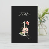 5x7 Botanisch bloemmotief Nummer 1, Zwarte Tafelka Kaart (Staand voorkant)