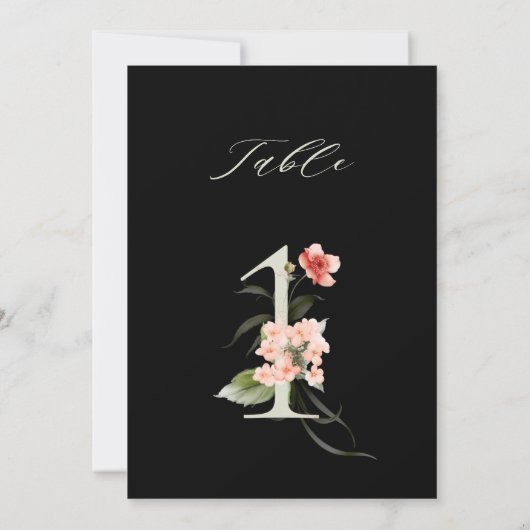 5x7 Botanisch bloemmotief Nummer 1, Zwarte Tafelka Kaart (Achterkant)