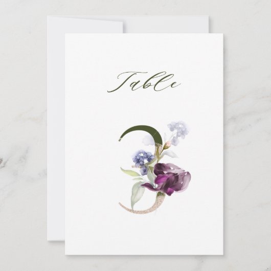 5x7 Botanisch bloemmotief Nummer 3, Tafelnummer (Voorkant)