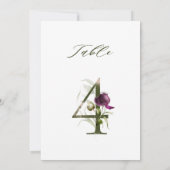 5x7 Botanisch bloemmotief Nummer 4, Tafelnummer (Achterkant)