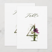 5x7 Botanisch bloemmotief Nummer 4, Tafelnummer (Voorkant / Achterkant)