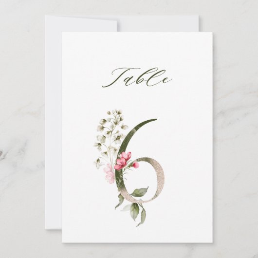 5x7 Botanisch Bloemmotief Nummer 6, Tafelkaart Kaart (Voorkant)