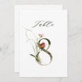 5x7 Botanisch bloemmotief Nummer 8, Tafelnummer (Voorkant / Achterkant)