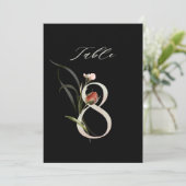 5x7 Botanisch bloemmotief Tafelkaart 8, Zwarte Taf Kaart (Staand voorkant)