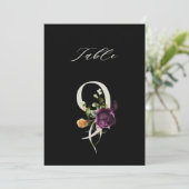 5x7 Botanisch Bloemmotief Tafelkaart 9, Zwart Kaart (Staand voorkant)
