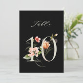 5x7 Botanisch Bloemmotief Tafelnummer 10, Zwart Ta (Staand voorkant)