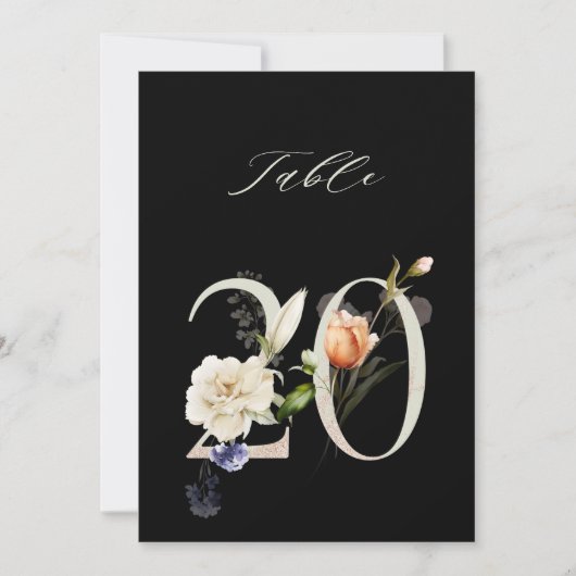 5x7 Botanisch Bloemmotief Tafelnummer 20, Zwarte T (Voorkant)