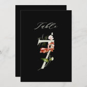5x7 Botanisch bloemmotief Tafelnummer 7, Zwarte Ta (Voorkant / Achterkant)