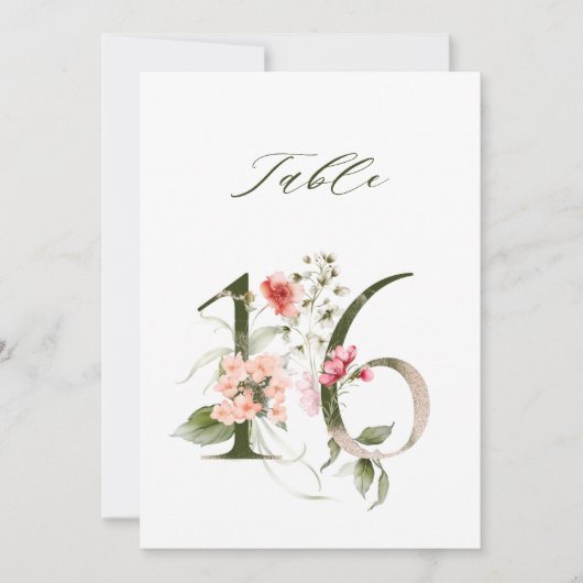 5x7 Botanische Bloem Nummer 16, Tafelnummer (Voorkant)
