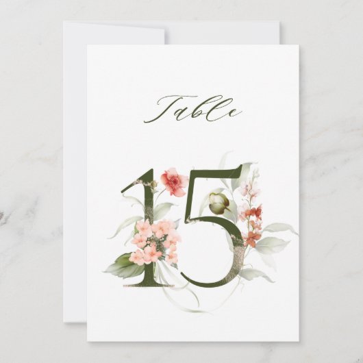 5x7 Botanische Bloemige Nummer 15, Tafelnummer (Voorkant)