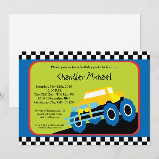 5x7 Boy 4x4 ATV de Uitnodiging van de Partij van d (Voorkant / Achterkant)