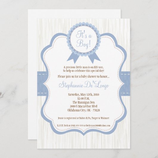 5x7 Boy Blue Het is een Baby shower-uitnodiging Kaart (Voorkant / Achterkant)