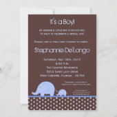 5x7 Boy Blue Mod Elephant Baby shower Uitnodiging (Voorkant)