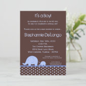5x7 Boy Blue Mod Elephant Baby shower Uitnodiging (Staand voorkant)