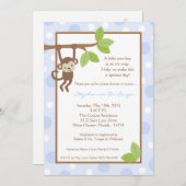 5x7 Boy Blue Monkey Oerwoud Baby shower Uitnodigin Kaart (Voorkant / Achterkant)