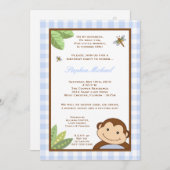 5x7 Boy Blue Papgayo Monkey Birthday Uitnodiging (Voorkant / Achterkant)