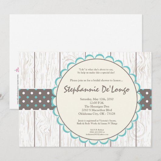 5x7 Boy Blue Polkadot Bridal Shower Invitation Kaart (Voorkant / Achterkant)