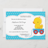 5x7 Boy Blue Polkadot Duck Baby shower Invitation Kaart (Voorkant)
