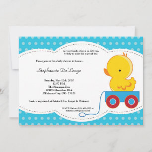 5x7 Boy Blue Polkadot Duck Baby shower Invitation Kaart