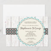 5x7 Boy Blue Polkadot Poke Baby shower Uitnodiging (Voorkant / Achterkant)