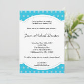 5x7 Boy Blue Polkadot Poke Birthday Uitnodiging (Staand voorkant)