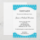 5x7 Boy Blue Polkadot Poke Birthday Uitnodiging (Voorkant / Achterkant)