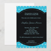 5x7 Boy Blue Polkadot Poke Birthday Uitnodiging (Voorkant / Achterkant)
