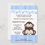 5x7 Boy Blue Pop Monkey Baby shower Uitnodiging (Voorkant)